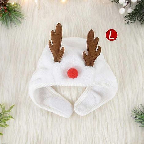 Chapeau de Noël pour chien et chat, vêtements pour animaux, bavoirs, bonnet pour chiot, accessoires de déguisement, décoration de Noël, cadeau de Nouvel An, bandana, chapeau blanc - L (1/5)