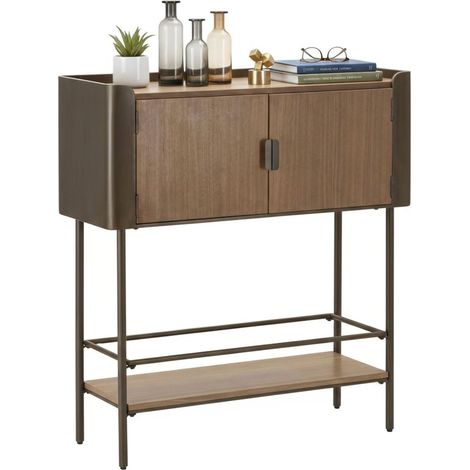 Dmora - Mobile porta TV Quilt, Credenza da soggiorno, Armadio basso per TV, Base parete attrezzata, 100x42 h110 cm, Grigio e Marrone