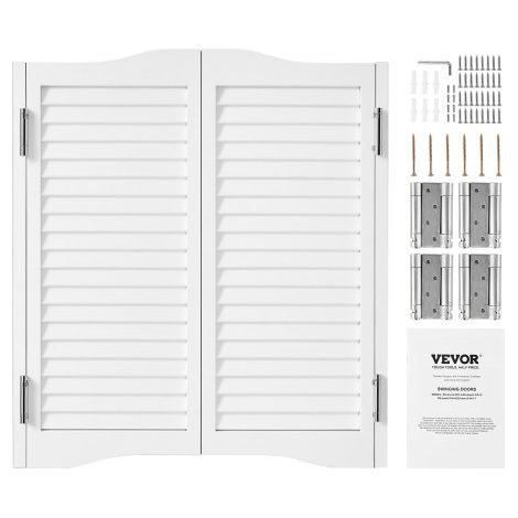 Puertas Batientes para Cafetería, Puertas con Arco Superior de Doble Acción de Madera de Pino 805 x 28 x 900 mm con Bisagras y Herrajes para Pasillo, Cocina, Bar, Entrada de Pub, Blanco (1/5)