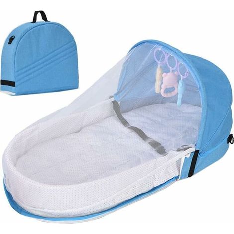 Lettino da viaggio FOREHILL per bambini con zanzariera, culla pieghevole per bambini con zanzariera, culla da viaggio bionica, nido di coccole in cotone traspirante, lettino portatile anti-zanzare per (1/5)