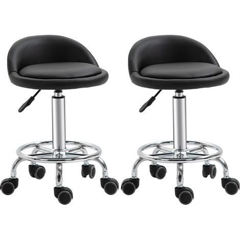 Lot de 2 tabourets de travail ROBBIE Chrome et noir (1/5)