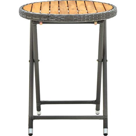 Maison Exclusive - Beistelltisch Grau 60 cm Poly Rattan und Akazi (1/5)