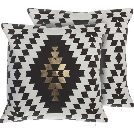 Dekokissen 2er Set COLEUS Baumwolle 45 x 45 cm Schwarz Geometrisches Muster (1/5)
