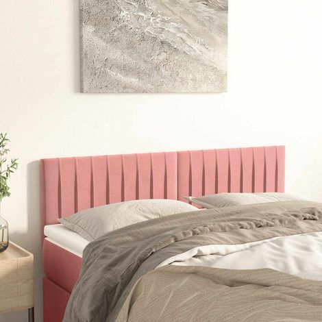 Tête de lit rose en velours, hauteur réglable, 144 x 5 x 78/88 cm, 9.11kg - PANGIVO (1/5)