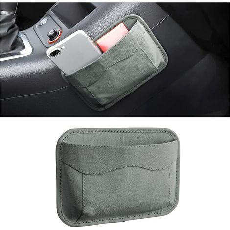 PU Petite Multifonctionnel Organiseur pour Voiture, Organiseur Latéral pour Siège de Voiture, PU Anti-Fuite Organiseur LatéRal pour SièGe de Voiture, pour Organiser Document(Gris) (1/5)
