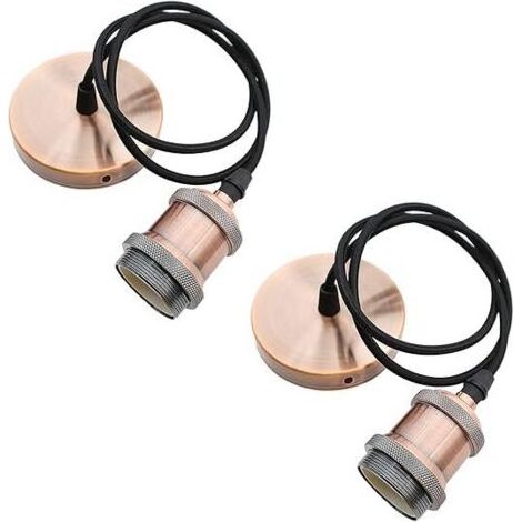 2 Douille Suspension Support de Lampe E27 avec Câble Textile Réglable 100cm Câble de Suspension Rétro Lustre Compatible avec Abat-jour pour éclairage au Plafond Salon Chambre Cuisine (1/5)