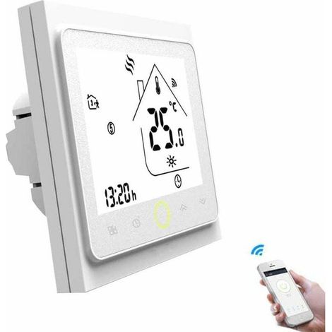 WiFi Thermostat for Gas/Water Boiler, Programmable Gas Water Heater Compatible with Smart Life/Tuya App and Alexa and Google Home Systems (White)