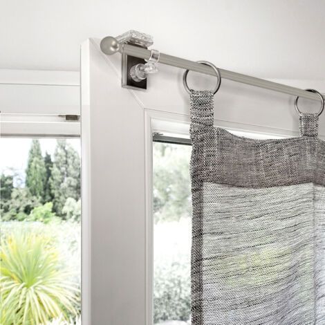 Tringle extensible à boules 40-100 cm – Métal – 2 coloris : blanc laqué et nickel mat – A visser avec vis inclus