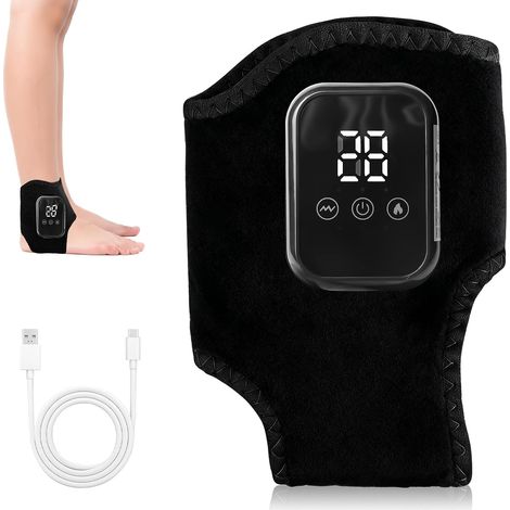 1 Paar 3-in-1 Voetmassager, 3 Intensiteitsniveaus, 3 Instelbare Temperatuurmodi, Draadloze Massageapparaat, Voetverwarmer met Massage voor Enkel, Hiel en Voetsool (1/5)