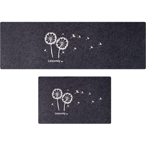 Tapis de cuisine 2 paillassons (40 x 60 cm + 40 x 120 cm, pissenlit) absorbants et antidérapants, adaptés pour cuisine salle de bain