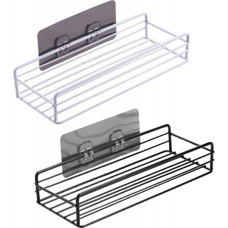 Etagere Salle De Bain - Fer Blanc - 270 X 110 X 50 Mm - Support Murale Douche - 3 Kg - Sans Perçage - 1 Piece (1/5)