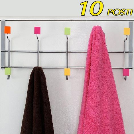Porte-manteau Metallique 10 Places Boutons Colores 50x21cm (1/2)