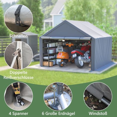 Solution de rangement extérieur complète : Abri à vélos gris foncé avec rangement pour outils et équipements de jardin (305x296x233cm) (1/5)