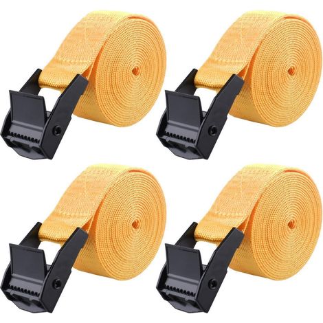 Spanngurte 4 Stück 1.5m, 25mm breit, 200kg belastbar, gelb