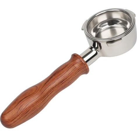 BelleRise - Porte-filtre sans fond 58 mm 3 oreilles compatible machines à expresso CASABREWS/Gevi 58 mm avec panier inox poignée bois (1/5)
