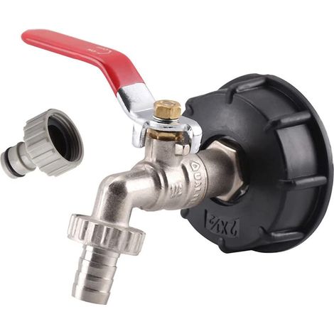 Adaptador IBC de 1000 L, adaptador de tanque IBC, adaptador de tanque S60X6 para grifo de jardín de latón de 1/2", conector de manguera diésel. (1/5)