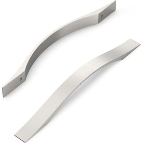 Lot de 10 poignées de meuble, finition nickel satiné brossé, entraxe 160 mm, pour placards, armoires et tiroirs de cuisine. (1/5)