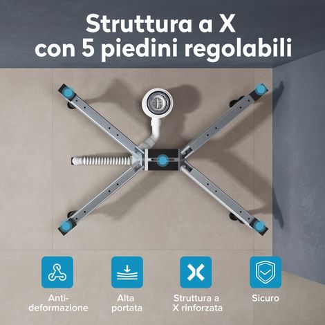 doporro Piedini per Piatti Doccia – Telaio Regolabile in Acciaio Zincato – Piedini Supporto Universale Lunghezza 1380mm Duschwannenfüße01