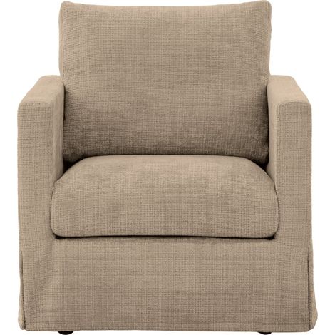 LEONIE - Fauteuil tissu chenille déhoussable - Café (1/5)