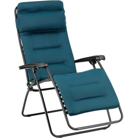 Fauteuil Relax Transat Jardin - Chaise Longue Matelassé Zéro Gravité - Rsx Clip - Aircomfort® - Bleu Coral Blue - Lafuma Mobilier
