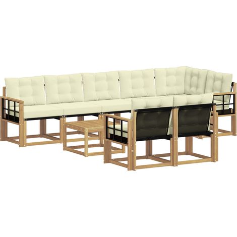 Outdoor Sofa Set 9 pcs White and Cream vidaXL (1/5)