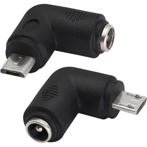 (2er-Pack-Micro) 90 Grad DC5.5x2.1mm auf Micro USB 5V DC Stromversorgungs-Ladeanschluss für Mobiltelefon, Tablet, MP3 und Micro-USB-Gerät (1/5)