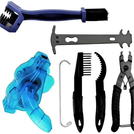 Kit de reparación de cadena de bicicleta para bicicletas urbanas, herramienta para cadena de bicicleta con cepillo de limpieza, multiusos y portátil, juego de herramientas para cadena de bicicleta de  (1/5)