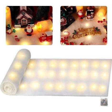 Couverture neige LED 180x45 cm – Village Noël lumineux – Sous sapin – Décoration hiver (1/5)