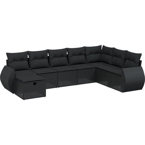 Set Divani da Giardino con Cuscini 8 pz Nero in Polyrattan vidaXL (1/4)