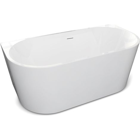 Baignoire EMMA - 1700x800x580 mm - Blanc brillant - Acrylique de haute qualité - Confortable et élégante – avec clic-clac doré (1/5)