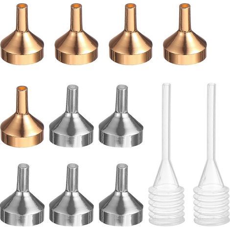 Set mit 12 kleinen Trichtern und Minipipette zum Befüllen von Flaschen und Behältern mit Flüssigkeiten – 2,50 x 1,80 x 0,40 cm (1/4)