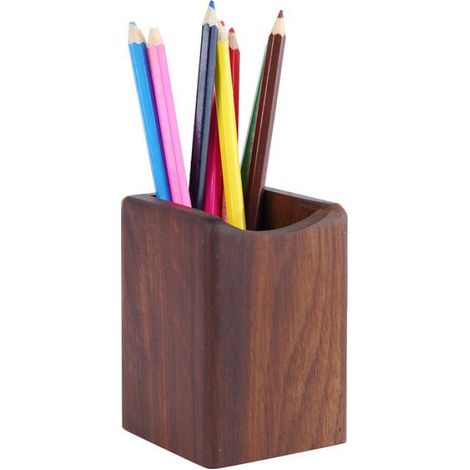 Porte-Stylo - Bois Massif Carré - Bureau Organisation Stylos Crayons - Design Minimaliste - 1 Pièce