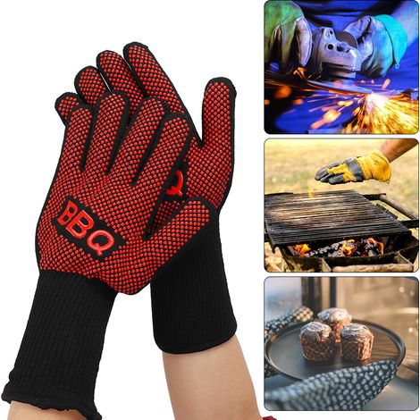 Gants de protection thermique 800°C anti-dérapants pour barbecue, four, cuisson et manutention. (1/5)