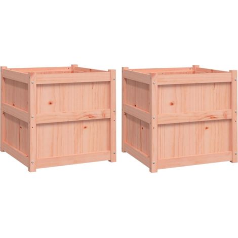 Jardinière bac lit surélevé plantes fleurs jardin terrasses lot de 2 bois massif douglas marron