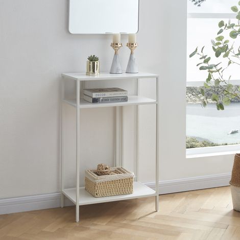 Mesa consola Kumlinge con 2 estantes acero 85 x 55 x 30 cm - Blanco [en.casa] (1/5)
