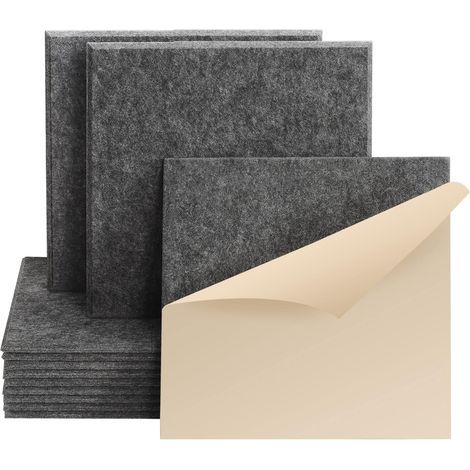 12 Acoustic Panels, Self-Adhesive, Soundproofing Foam, Polyester Fiber, For Recording Studio (1/5)