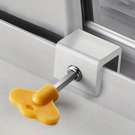 1 pièce : butée de fenêtre coulissante, sangles de verrou pour meubles, verrou anti-vol sécurisé pour portes, verrou de sécurité pour porte coulissante de fenêtre, un trou (1/5)