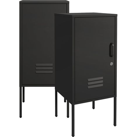 Set di 2 comodini in acciaio 82 x 35 x 35 cm nero 030008692