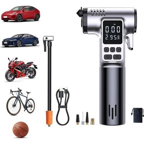 Compresseur Pneus Voiture.Compresseur d'air portable avec Arrêt Automatique.Affichage Numérique LED. Batterie Rechargeable USB pour Voiture Moto Vélo Bateau (1/5)