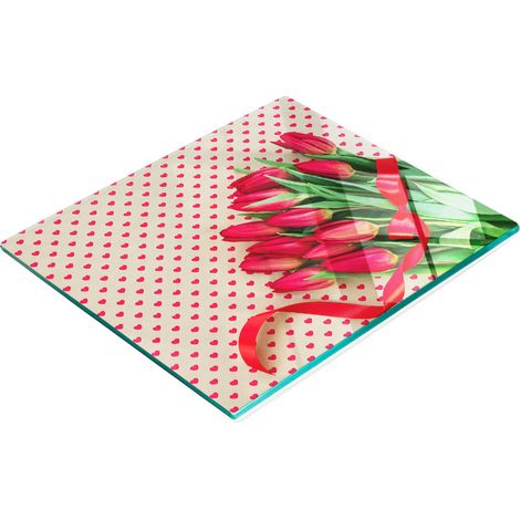 Tabla de servir de cristal para cocina con diseño de corazón de tulipán, 60x52 cm. (1/5)