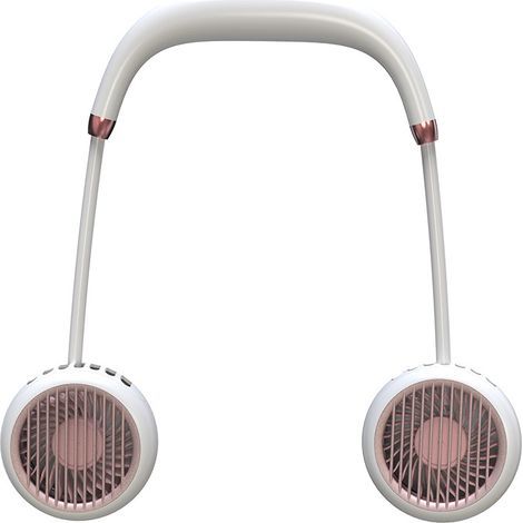 Ventilateur mini personnel rechargeable USB, ventilateur tour de cou portable avec design d'écouteurs et rotation à 360° (1/5)