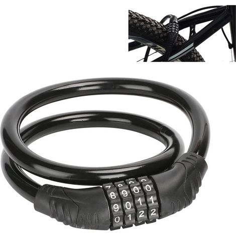 Cadenas À Code - Câble En Acier Tressé 120 Cm - Pour Vélo Voiture Moto - 1 Pièce (1/5)