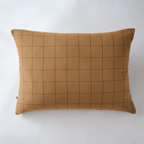 Taie d'oreiller Gaze de Coton 50 x 70 cm Gaia Match Camel (1/2)
