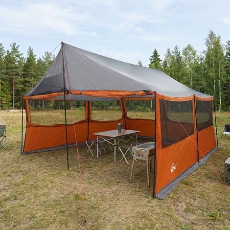 vidaXL Family Tent Grey and Orange 450 x 400 x 265 cm (1/5)