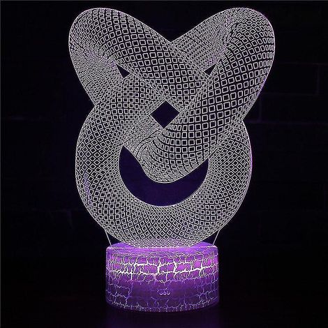 Lampe de chevet LED à illusion d'optique 3D, 7 couleurs, tactile, style Art Déco, pour chambre d'enfant. (1/4)
