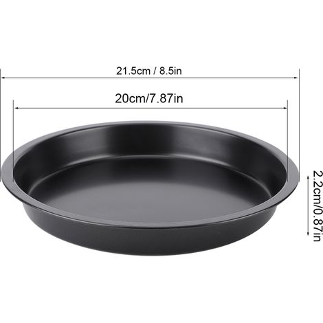 Moule à pizza rond antiadhésif en acier au carbone noir de 20 cm (8 pouces) (1/5)