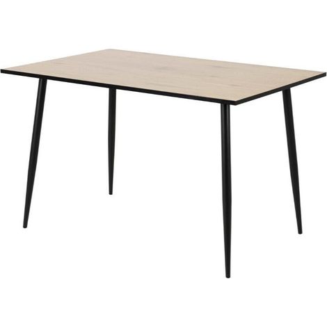 Mesa Norsica 289, Roble blanqueado + Negro, 75x80x120cm, MDF, Metal