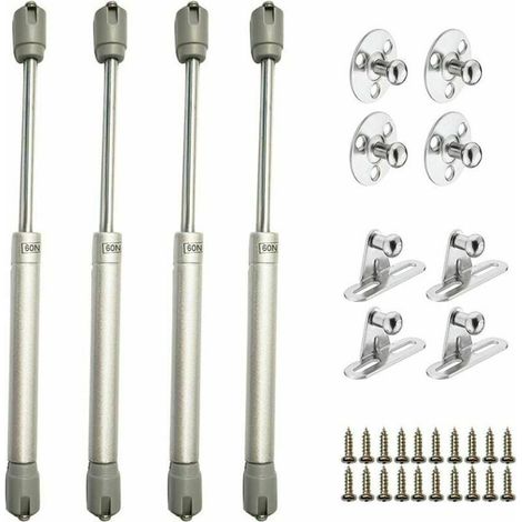 Lot de 4 Vérins à Gaz Hydrauliques pour le Levage de Portes d'Armoires, Meubles de Cuisine - Amortisseurs avec Charnière, 60N / 6kg, Longueur 270 mm (1/5)