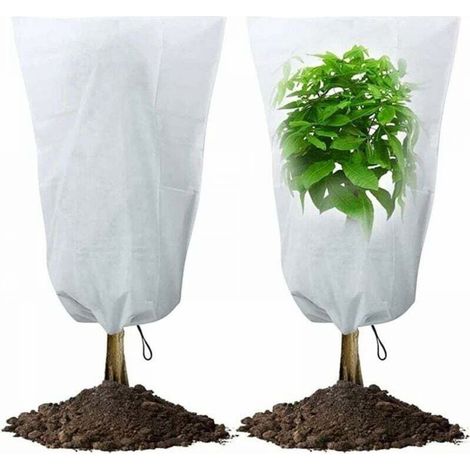 Paillis d'hiver pour plantes, lot de 2, sac de protection contre le gel en tissu non tissé réutilisable avec cordon de serrage pour l'extérieur (1/4)