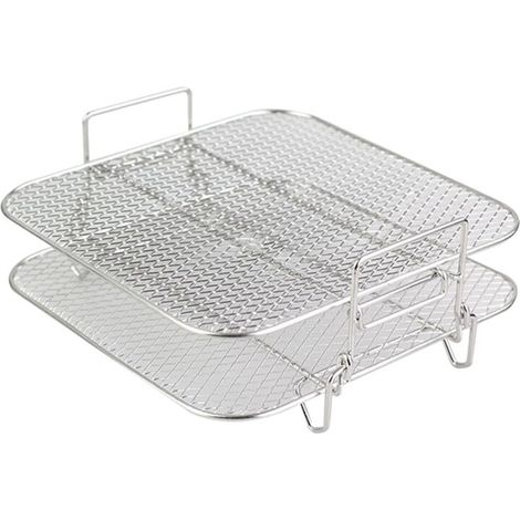 Stapelbarer 2-stöckiger Edelstahlrost für Heißluftfritteuse, Backofen (4,2 bis 5,8 l), Dampfgarer und Kocher (1/4)